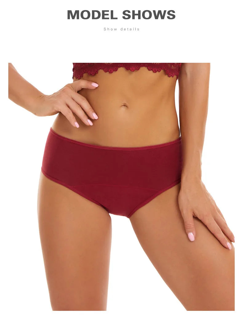 4pcs Women physiological Underwear Lady Large Size Mid Waist Panties Girl Brief Breathable Panty Plus Size Female Period Panties