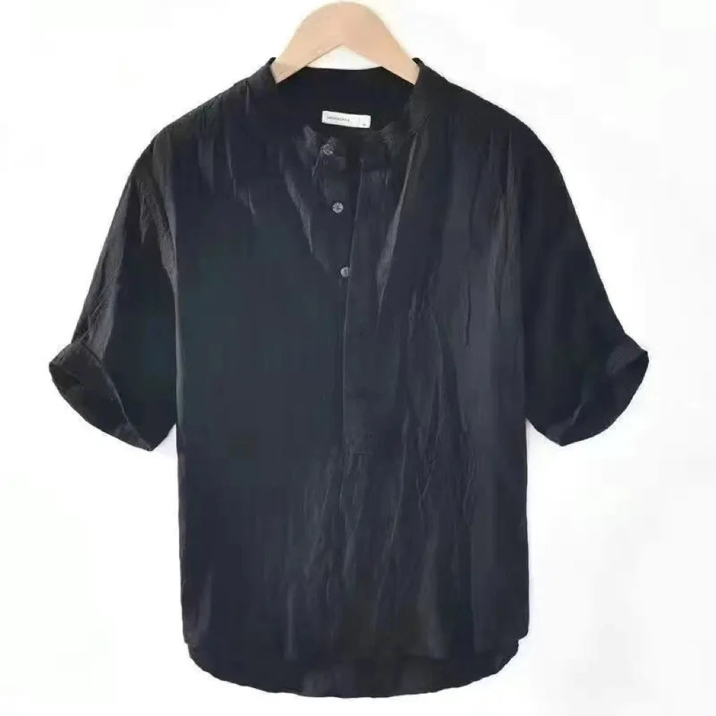 Men's Short Sleeve T-shirt Cotton and Linen Casual Men T-shirts Solid Color Summer Shirt Male Cozy Breathable