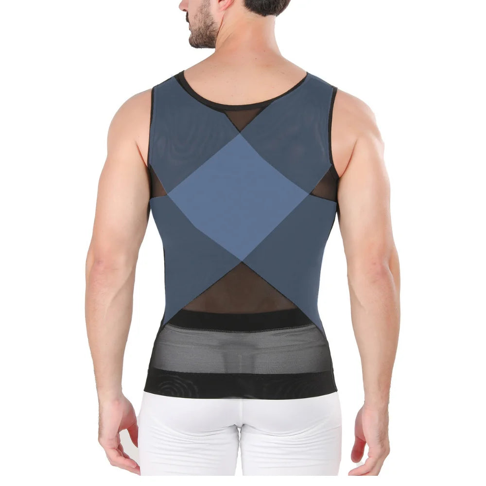 Men's Chest compression shirt to hide gynecomastia moobs slim chest slim belly tank top for Summer