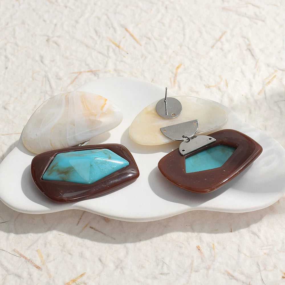 Vintage Summer Resin Drop Earrings For Women Acrylic Geometric Earrings Jewelry Gifts Accessories