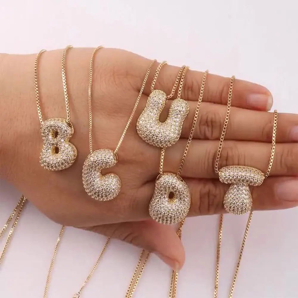 Fashion Hot Selling 26 English Letter Alphabet Cubic Zircon Pendant Adjustable Necklace For Women Exquisite Luxury Charm Jewelry