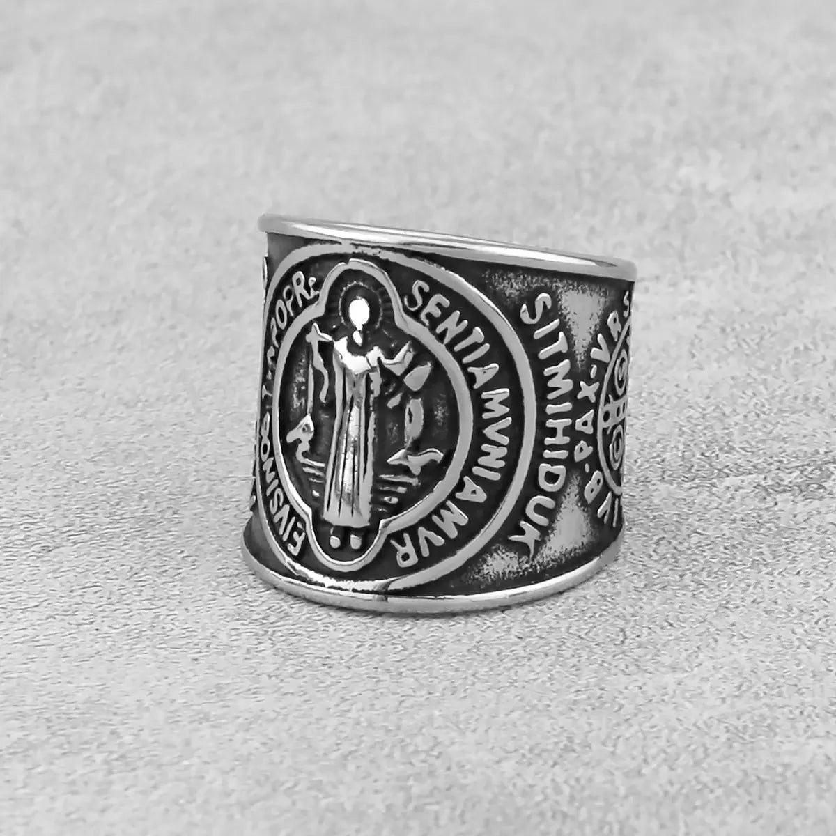 Religious Belief Jesus Cross Ring Gold And Steel Color Never Fade Stainless Steel Men's Index Finger Ring Creative Retro Jewelry