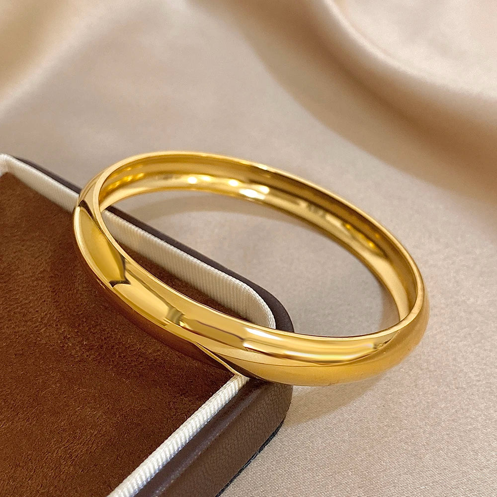 Glossy Gold Bangle Stainless Steel Jewelry