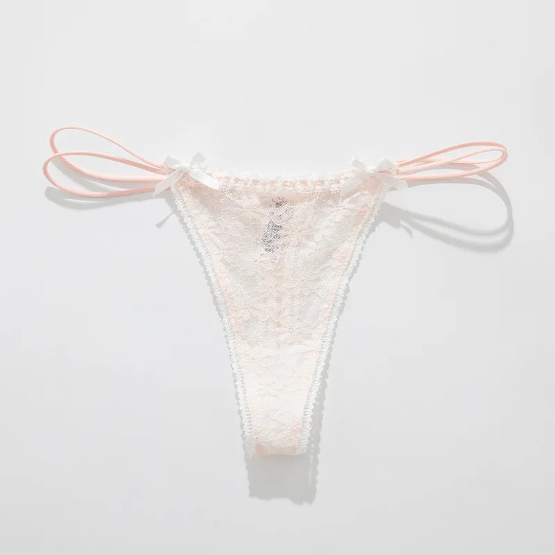 Women Panties Трусы Женские Sexy Lace Bow Female Underwear Women Low Waist Transparent Breathable Thongs Lingerie Стринги