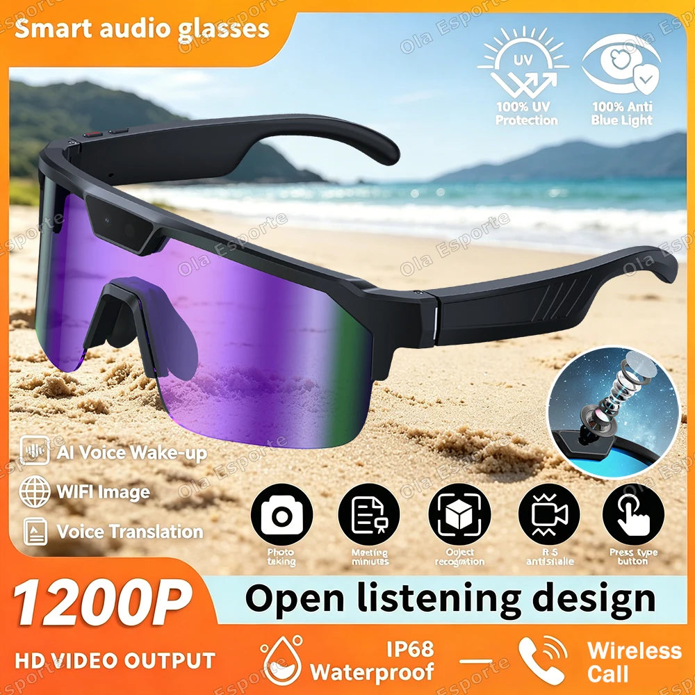 2026 New AI Smart Shooting & Recording Glasses with 800W Camera HD Anti-shake Bicycle Riding Shooting Artifact Windproof Goggles