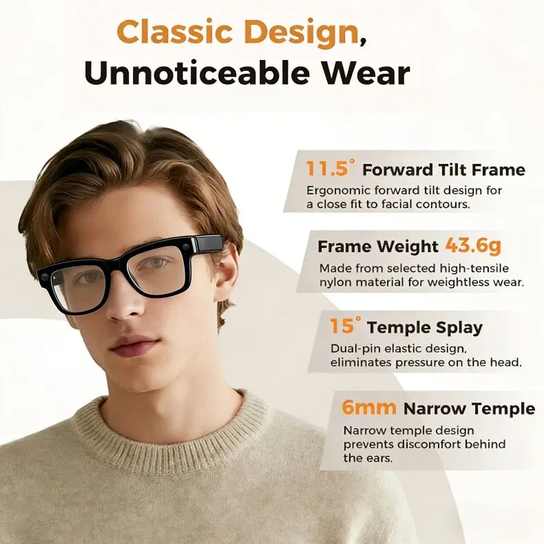 AI Smart Glasses GPT Camera 4K HD Multifunctional 3-in-1 Lens Bluetooth Call 3600Mah Battery Voice Assistant Control Sunglasses