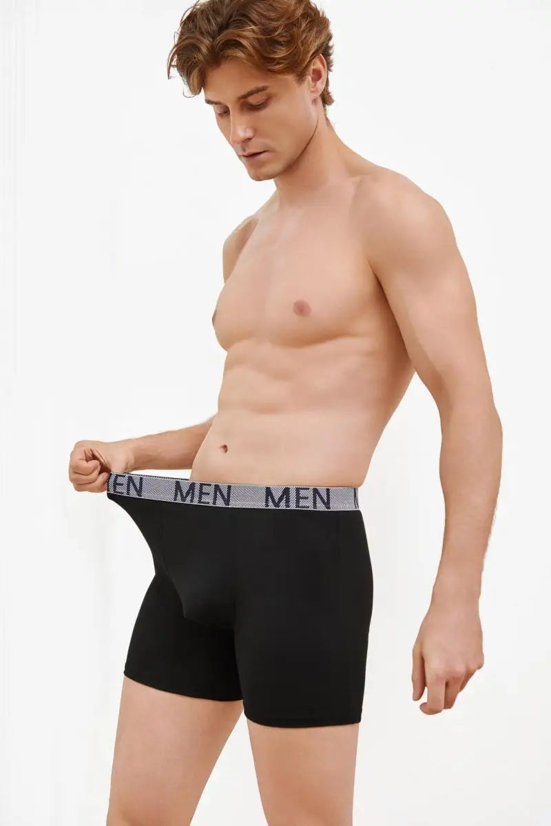 4Pcs/Set Seamless Milk Silk Mid-Long Boxer Shorts For Men Fashion High Elastic Leisure Comfortable Boyshort Sexy Male Underwear