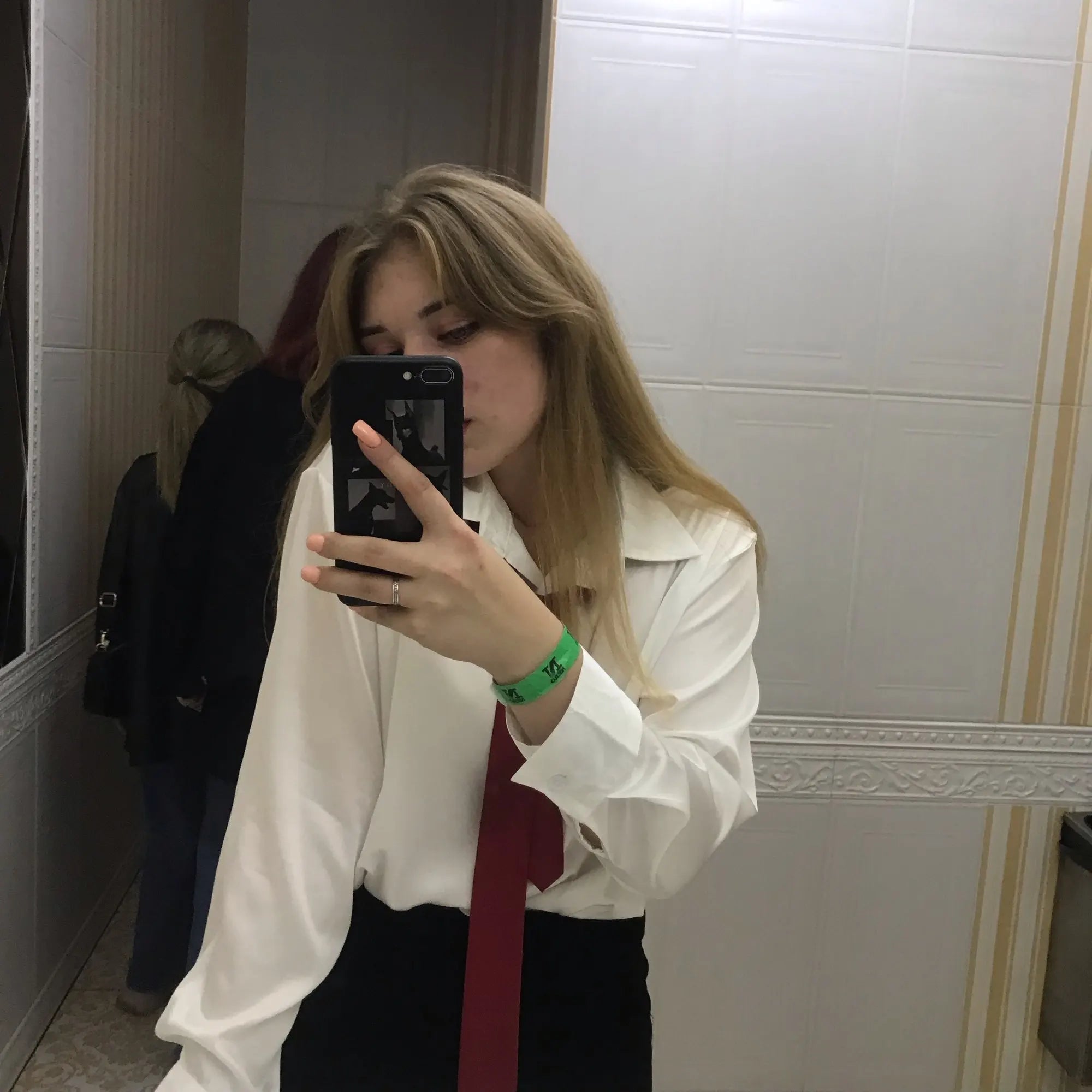 Women’s Turn-Down Collar Satin Blouse Top