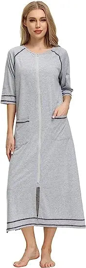 Zipper Women Sleepwear Pajama Maternity Dress 3/4Sleeve Nursing Baby Breastfeeding Nightdress Pregnancy Dress пижама хлопок