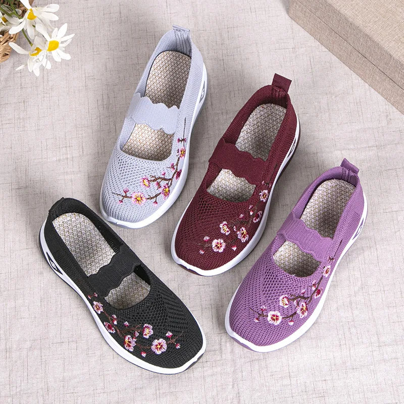 Women's Shoes 2025 Summer Casual Sneakers Breathable Embroidered Chunky Sole Affordable Free Shipping