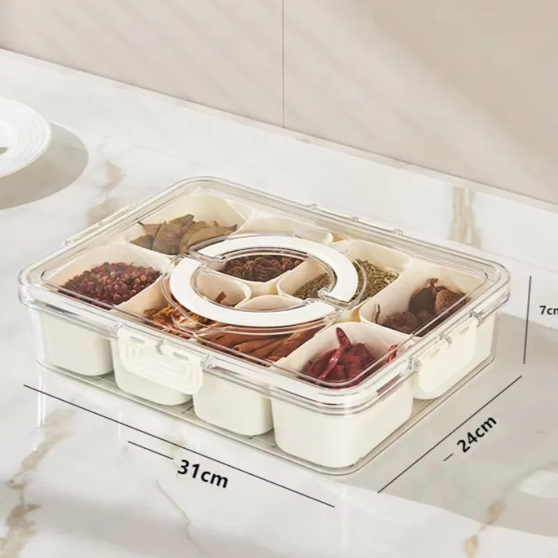 Divided Serving Tray with Lid , Food Storage Container, Snack Box, 4/8 Compartment Snack Containers, Fruit Storage Containers