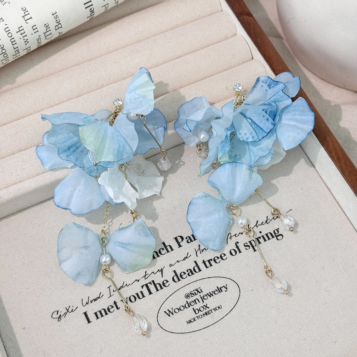 Blue Flower Earrings For Women Summer Unique Seaside Vacation Style Sweet Ear Accessories