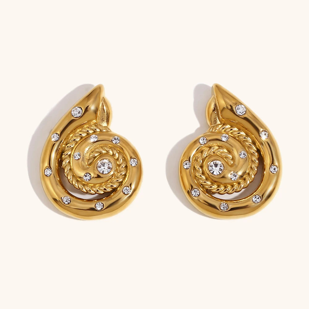 2024 Set With Diamonds Stainless steel earrings woman Fried Dough Twists Snail Earrings Fashion Jewelry Party Accessories