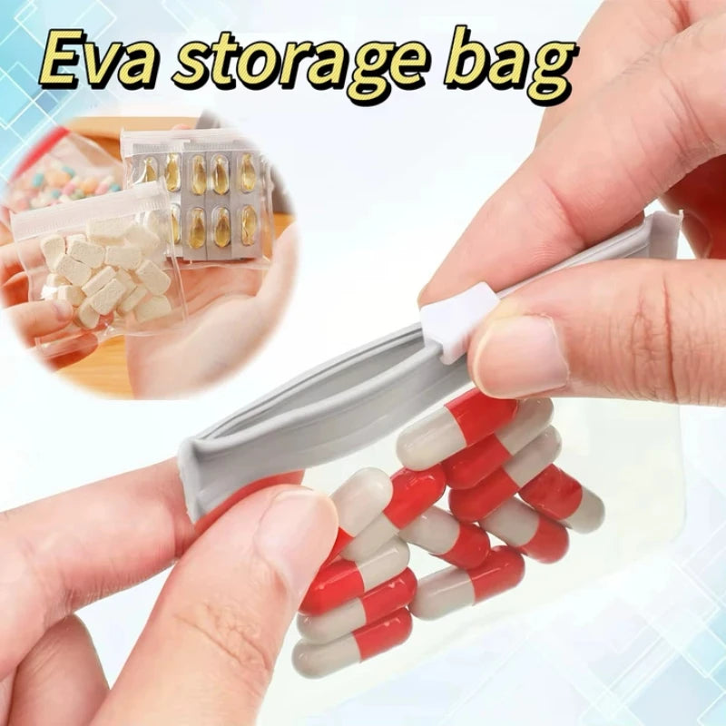 Zipper Type Medicine Storage Bag Waterproof Oil-proof Reusable Pill Bags Medicine Organizer 5Colors Eva Self Sealing Pill Bag