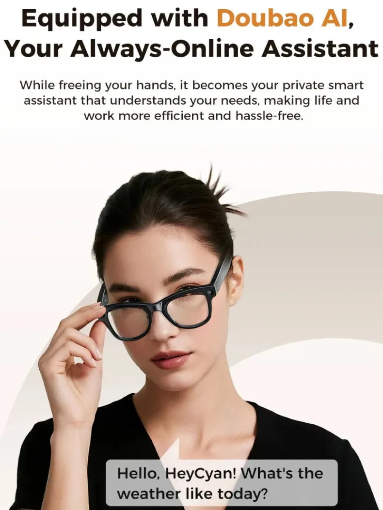 AI Smart Glasses GPT Camera 4K HD Multifunctional 3-in-1 Lens Bluetooth Call 3600Mah Battery Voice Assistant Control Sunglasses