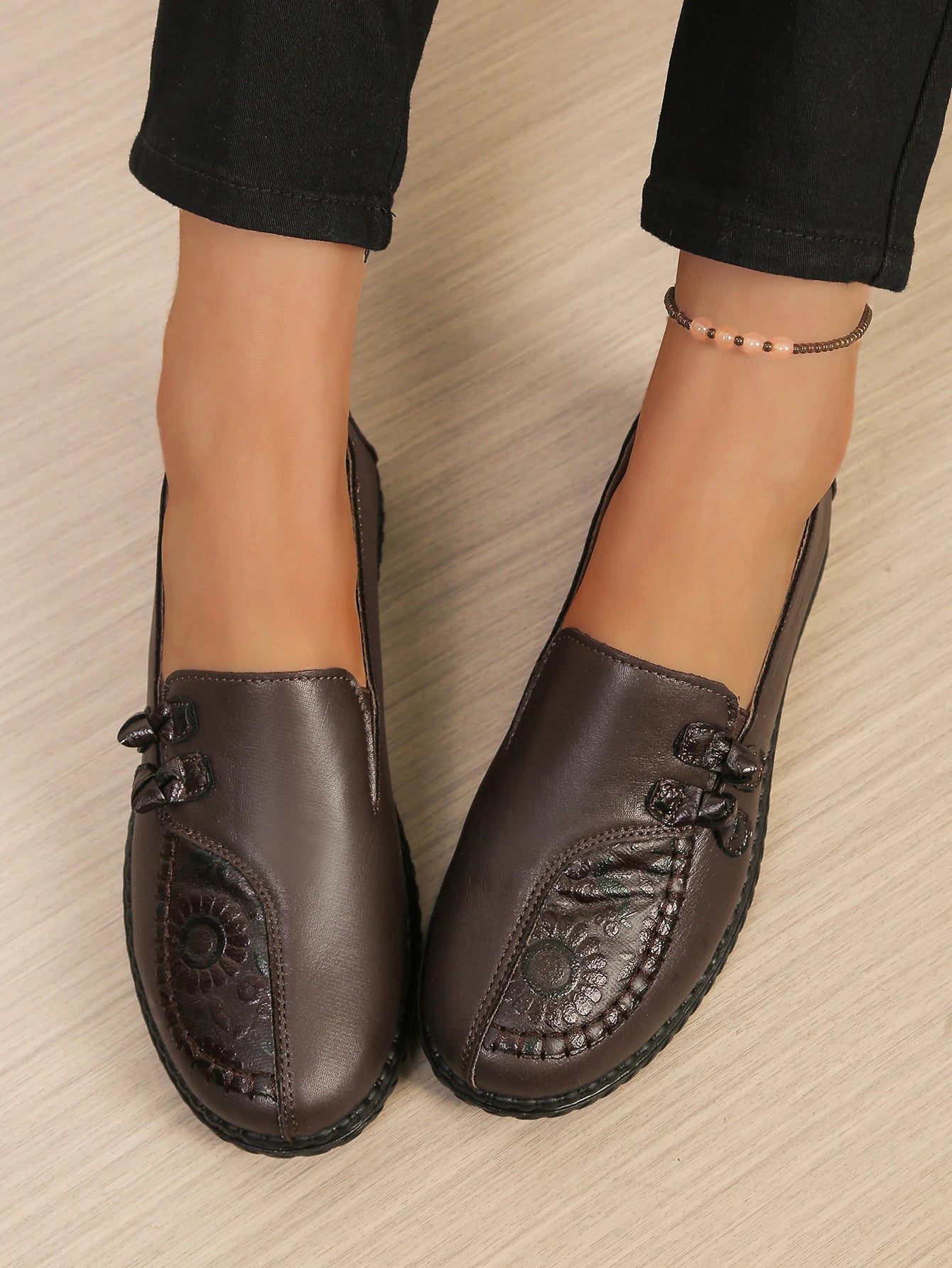 Women's shoes, mom's casual shoes, leather flat shoes, best-selling, elegant and comfortable loafers, free shipping shoes