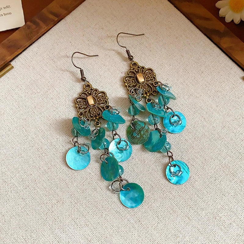 Cute Summer Flower Earrings Handmade Vacation Bohemian Earrings Exaggerated Beach Women Jewelry Party