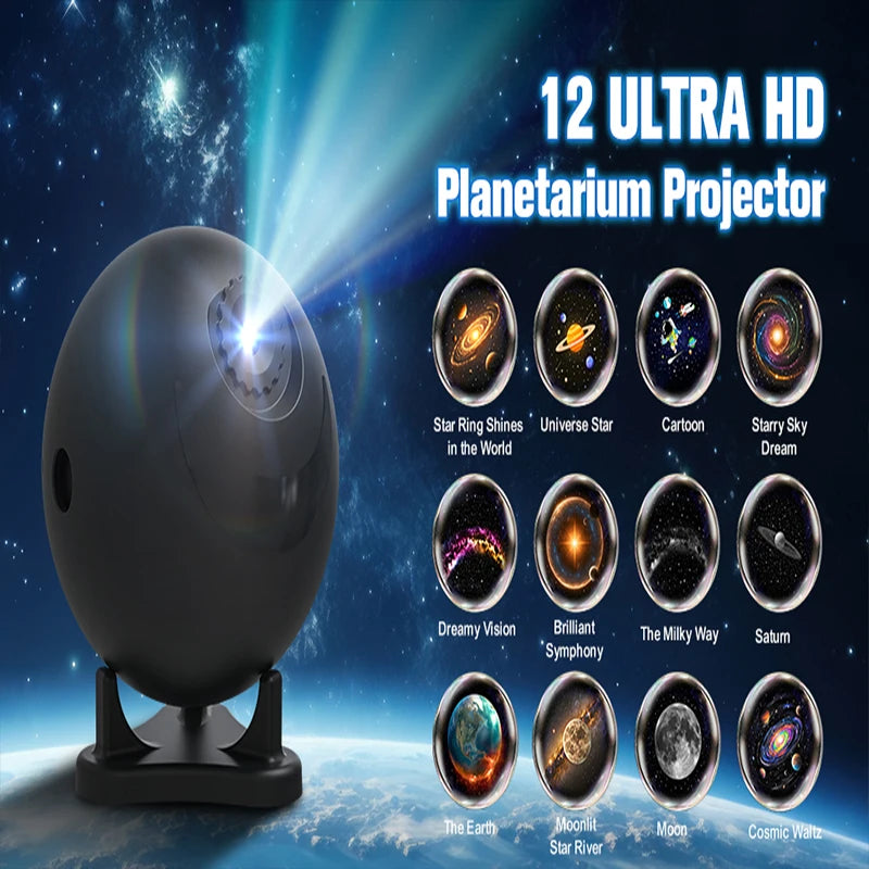 Galaxy Projector, Star Projectors with 12 Space Films For Bedroom Planetarium Night Light Ceiling Nebula Living Game Room Decor