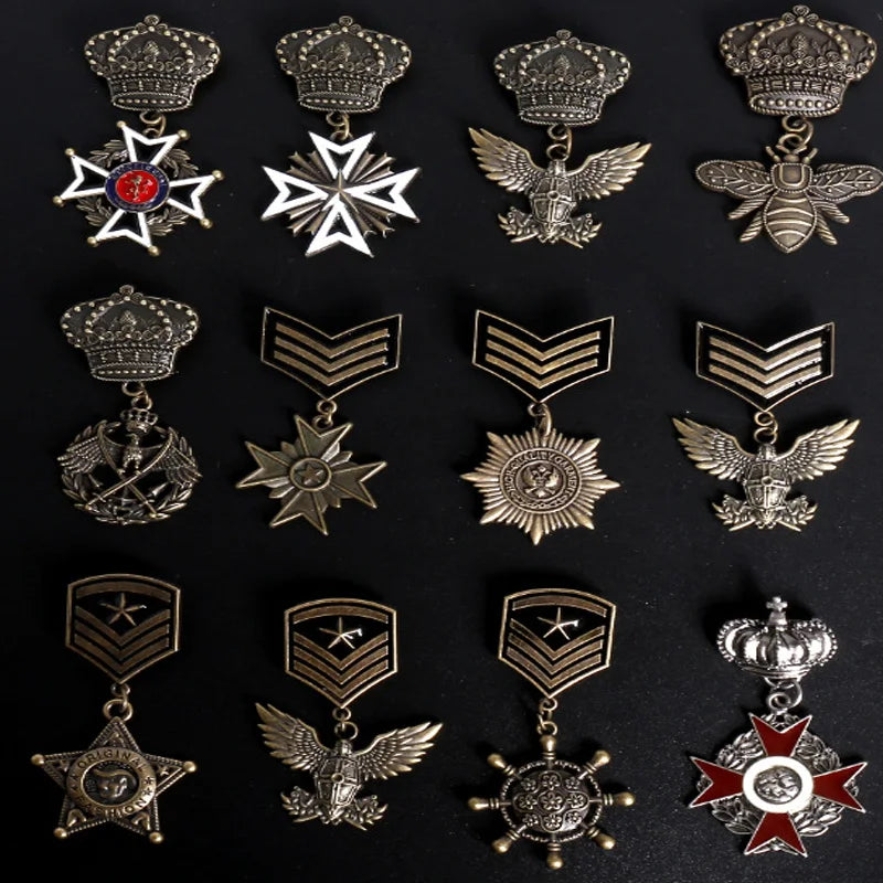 Hot selling trendy product Instagram style coat badge clothing accessories Cross Crown Medal brooch