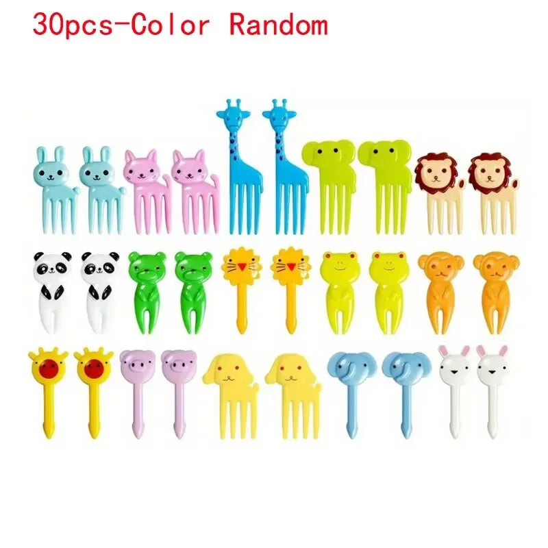 30Pcs Animal Food Selection, Reusable Cute and Fun Cartoon Animal Fruit Food Toothpicks, Fruit Salad Forks, Bento Box Accessorie