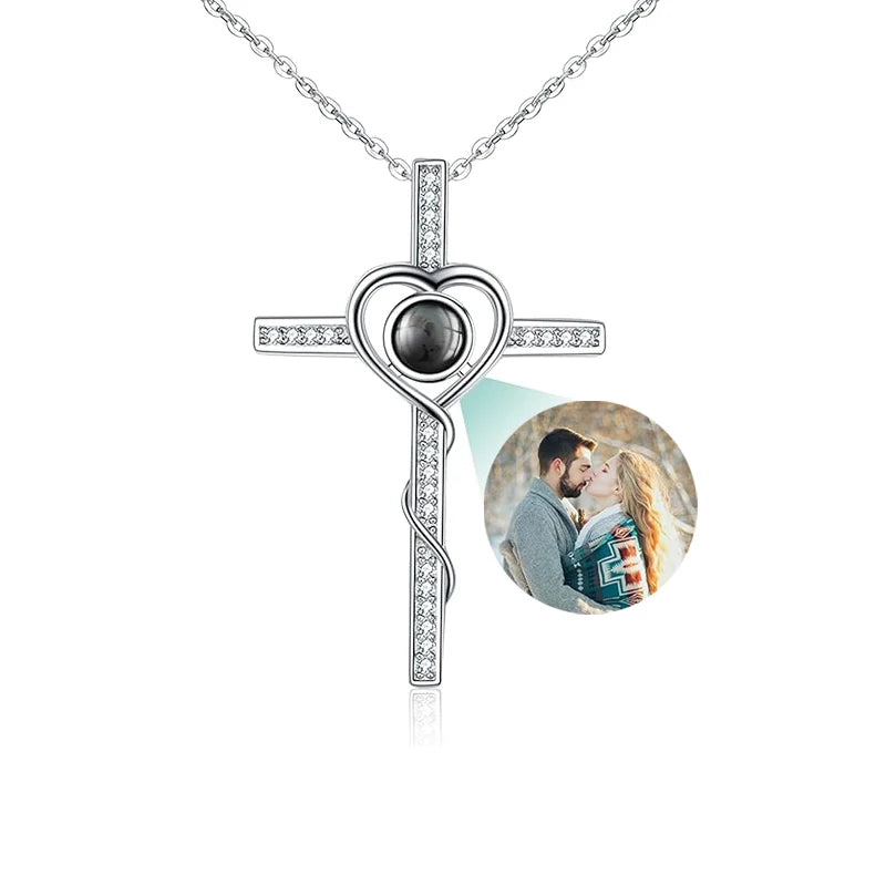 Personalized Picture Projection Necklace Custom Photo Pendant Necklace Love Memorial Gifts Birthday Gifts for Mom Wife Valentine