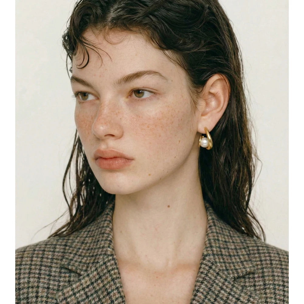 Yhpup New Arrival Simulated Pearls Design Daily Earrings Popular Korean Versatile Fashion Classy Jewelry Accessories PVD Plated