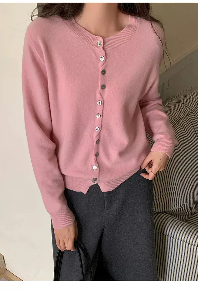 WinvyNee Women‘s Clothing Wool O Neck Long Sleeve Buttons Sweaters Pullovers Outerwears Y2k Autumn Winter Knitted Tops A1683004