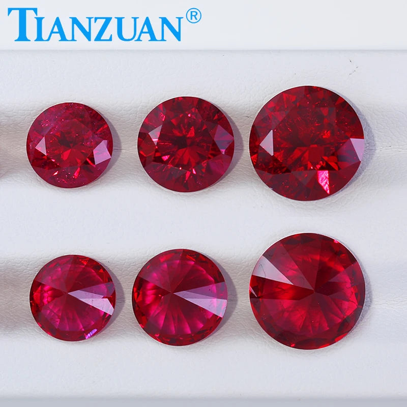 Lab Grown Ruby Round Shape  Red Stone Diamond Cut  with Inculsions Artificial Loose Ruby Stone with AGL Certificate