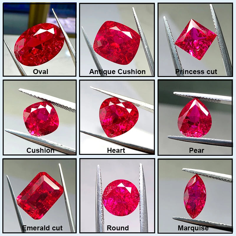 Lab Grown Ruby Round Shape  Red Stone Diamond Cut  with Inculsions Artificial Loose Ruby Stone with AGL Certificate