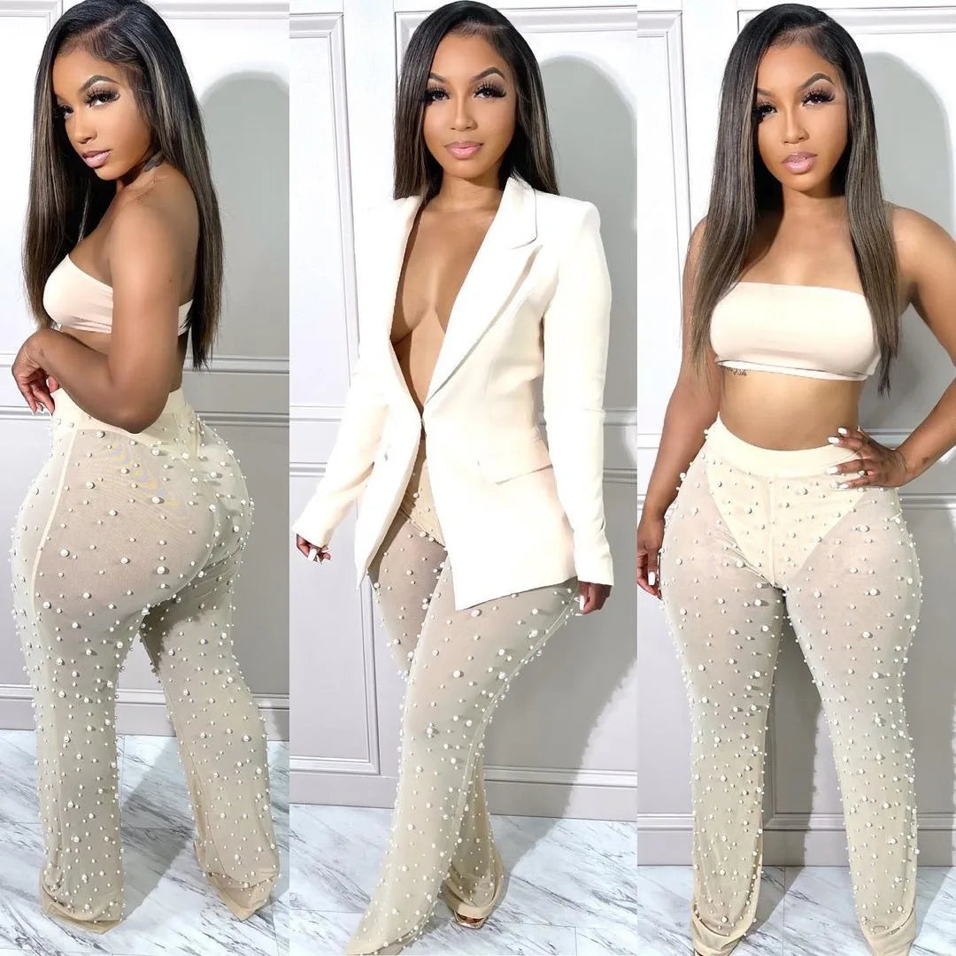 2025 Autumn Winter New Fashion Women's Solid Color Elegant Casual Trendy 2 Piece Sets Long Sleeve Suit Blazers Straight Trousers
