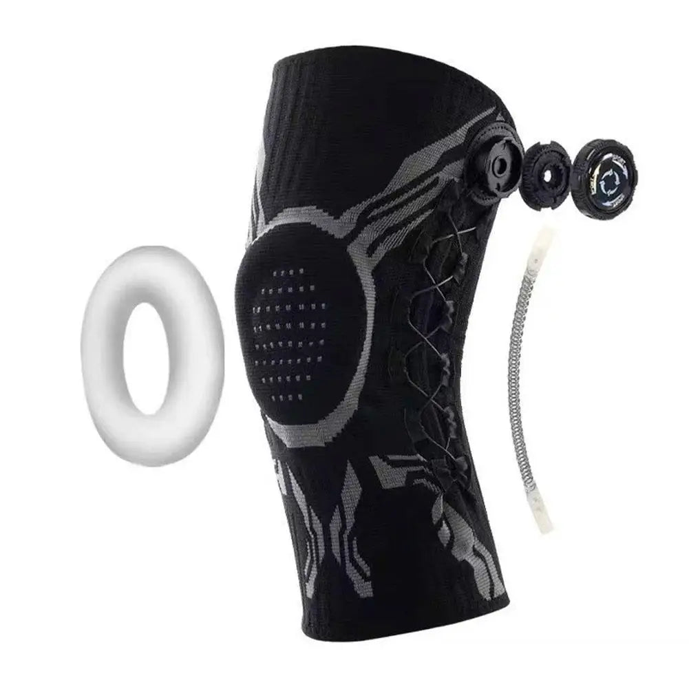 Knob Adjustable Knee Brace 360 Degree Protection Spring Lateral Support Anti-Slip Silicone Pads Breathable Knee Sleeve