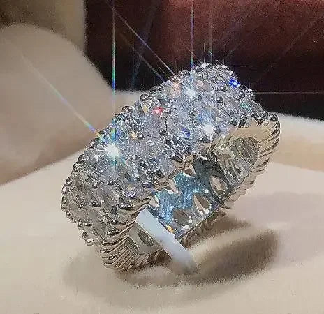 Elegant Female  925 Sterling Silver Big Water Drop Zircon Stone Ring Finger Rings for Women Promise Love Valentine's Day Gifts