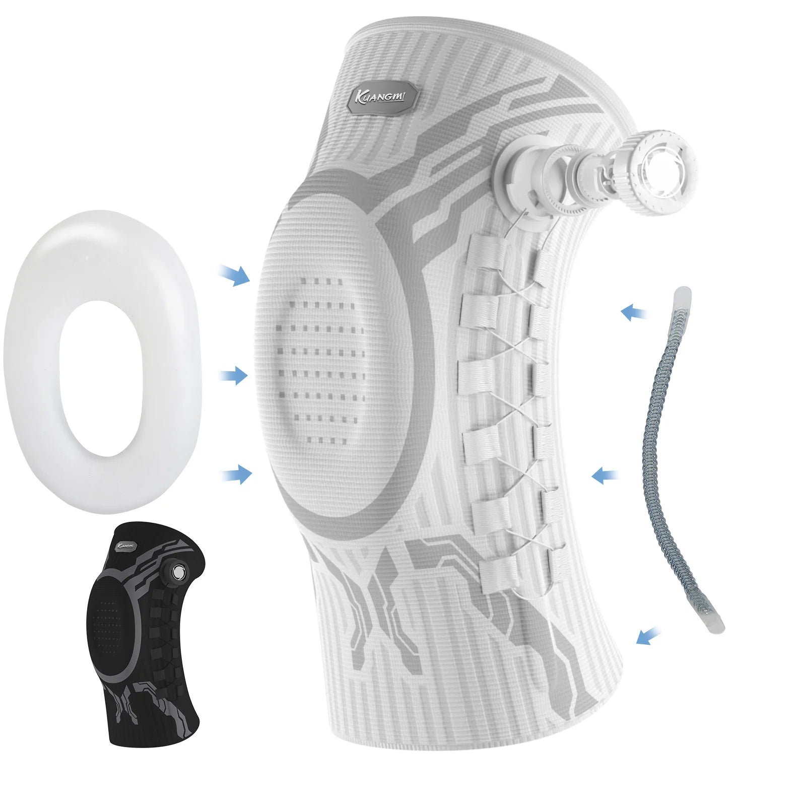 Kuangmi Smart Knee Brace Adjustable Compression with Mechanical Knob - for Stability & Pain Relief & Sports & Daily Use