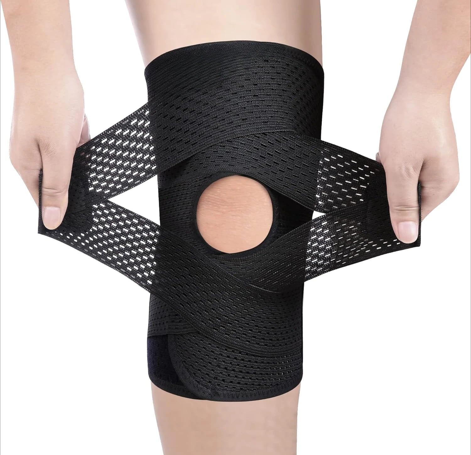 Knee Brace for Knee Pain - Compression Support with Air Mesh Fabric & Adjustable Side Stabilizers