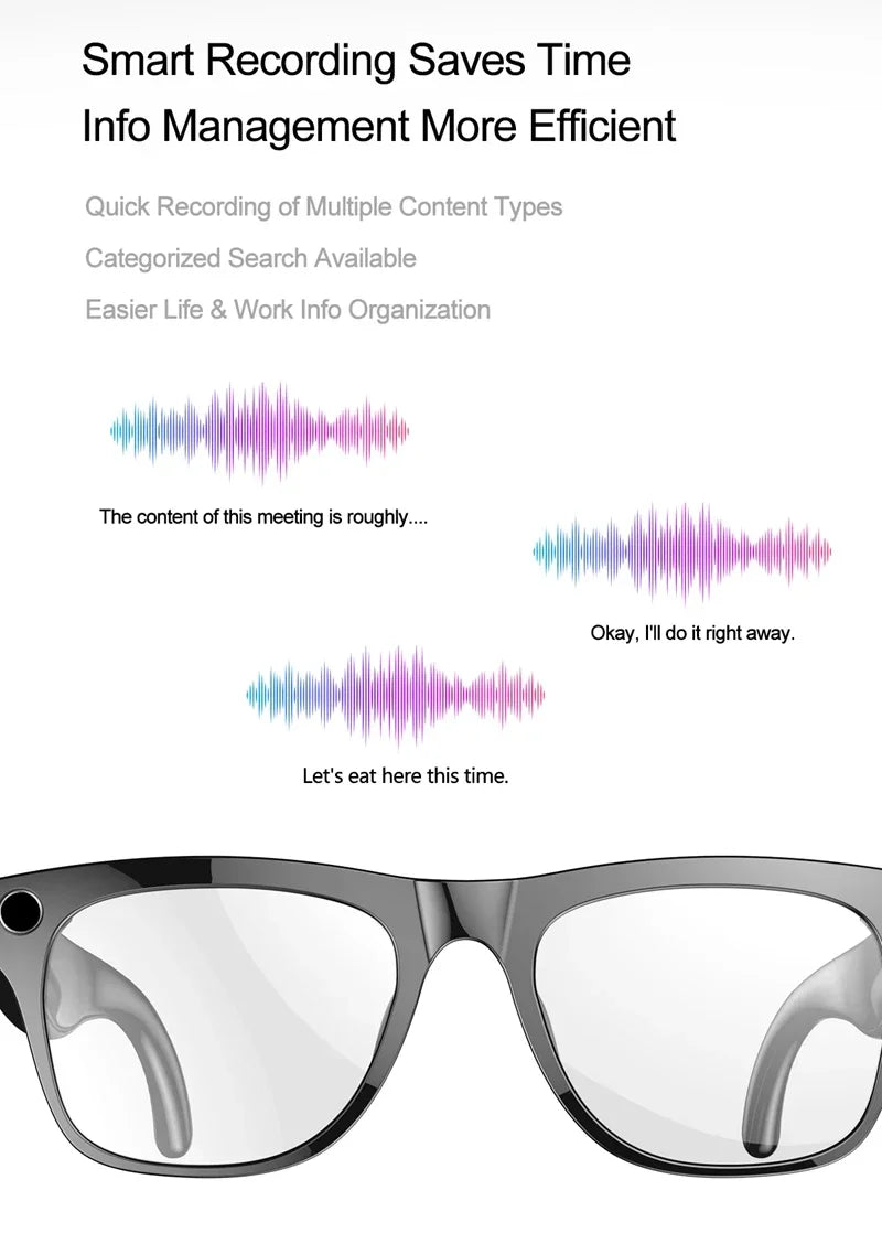 6K HD AI Camera Glasses 800MP Photochromic Multifunctional Smart Glasses Bluetooth Calling Photo Video ChatGPT Music Translation