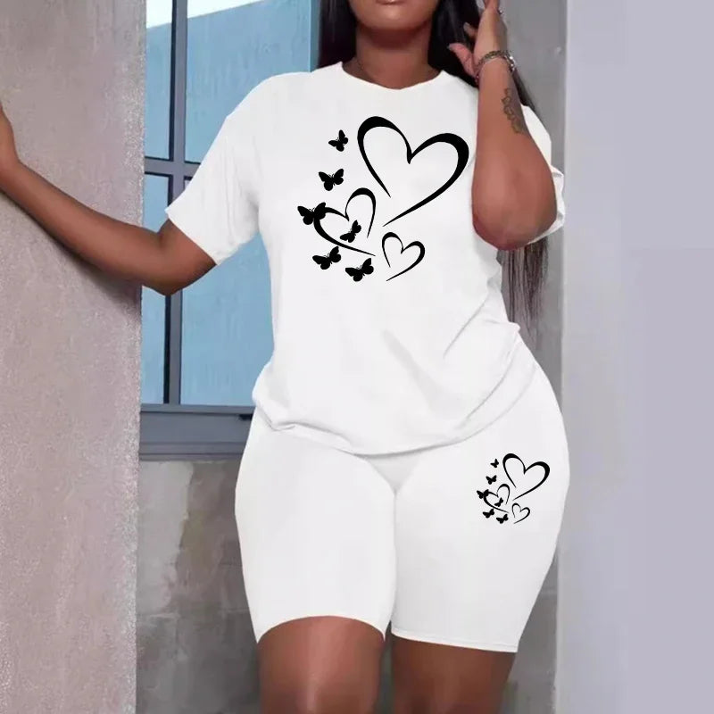 2026 New Summer Women's Outfits Vacation Casual Short Suits Jogging Lady Clothing Sport Fashion T-shirt+Shorts 2 Piece Sets