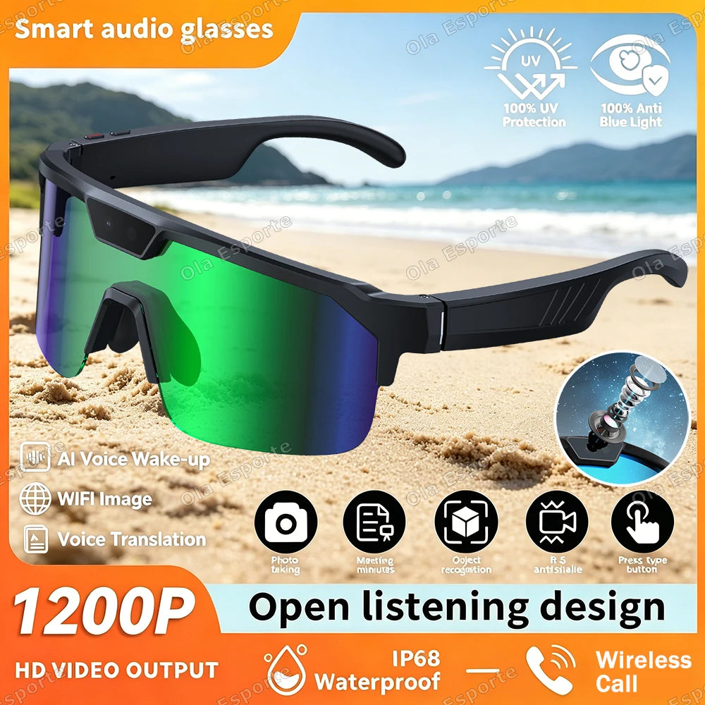 2026 New AI Smart Shooting & Recording Glasses with 800W Camera HD Anti-shake Bicycle Riding Shooting Artifact Windproof Goggles