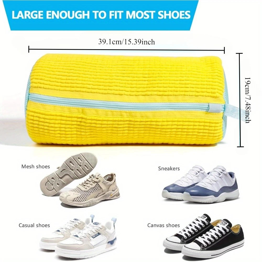 1Pcs Shoe Washing Machine Bag, Sneaker Laundry Bag for Washing Machine Extra Long and Thick Microfibre Fluff Reusable for Washer