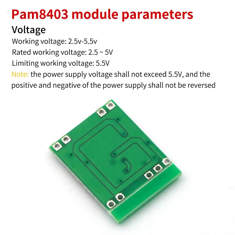 5-20Pcs PAM8403 Mini Power Amplifier Board 2-Channels Stereo Audio Amplifier Module for Arduino 2.5V-5.5V 2*3W USB Power Supply