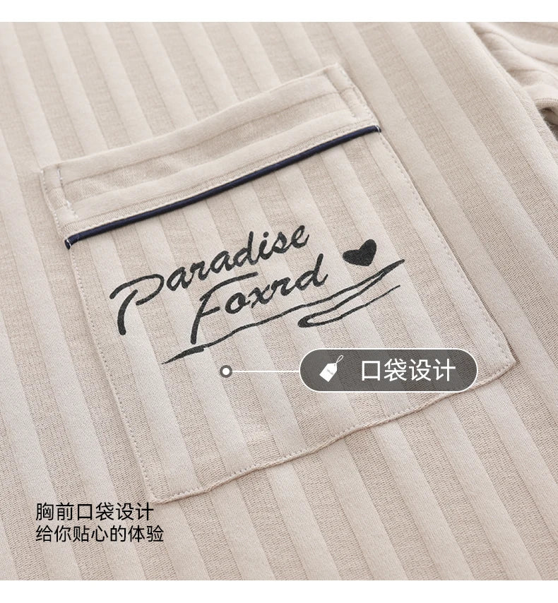 L-5XL Summer Elegant Men Pyjamas Knited Cotton Pajamas Set Long Pant Sleepwear Pyjamas Night Suits Pijamas Plus Size Homewear PJ