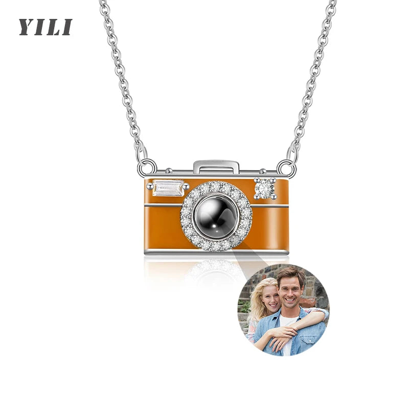 Custom Picture Necklace Personalized Photo Projection Necklace Camera Pendent Necklace Customized Picture Memorial Jewelry Gifts