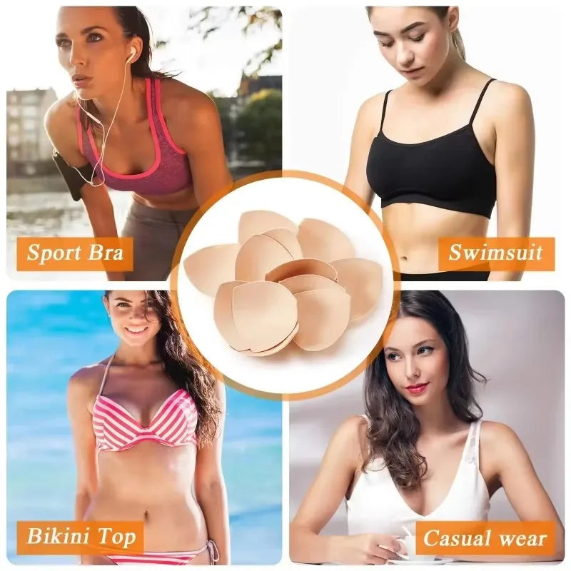 2025 Triangle Sponge Push Up Bra Pads Set for Women Invisible Insert Swimsuit Bikini Breast Enhancers Chest Cup Pads Accessories