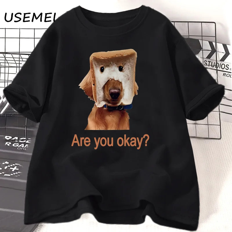 Funny Bread Dog Cat T-shirt Women Men Couple Graphic T Shirts Summer Lover Clothing Animal Cotton Short Sleeve Tshirt Tops