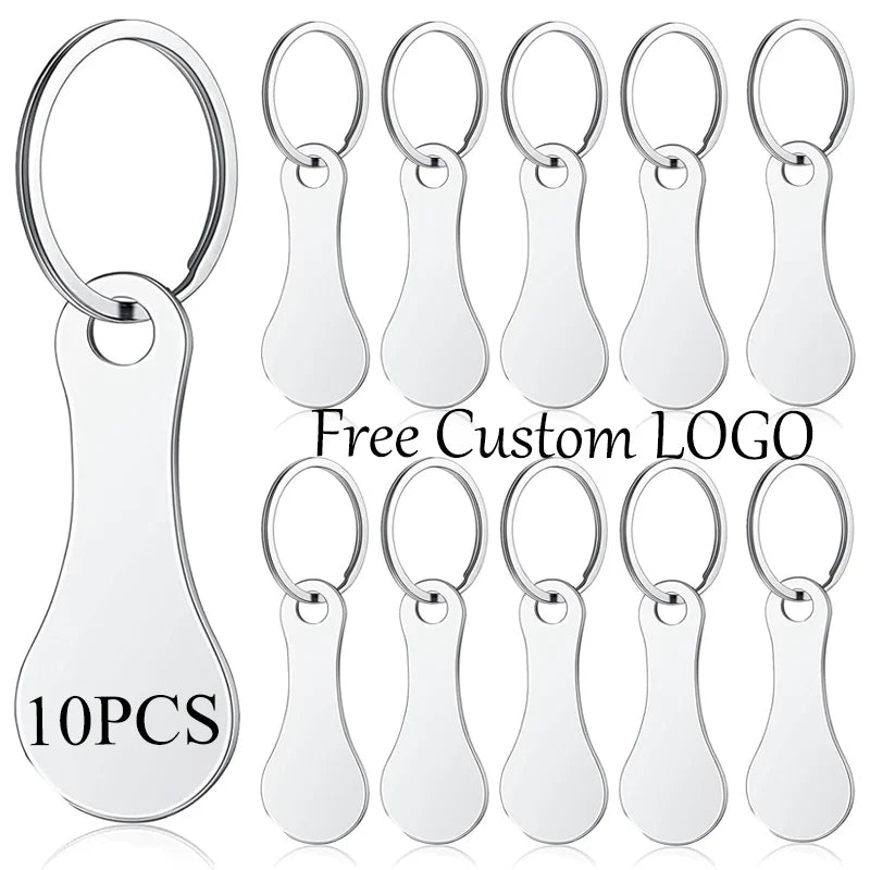 10PCS Free Custom Logo Shopping Cart Trolley Token Key Ring Hanger Loose Shopping Cart Chip Stainless Steel Shopping Cart Tools