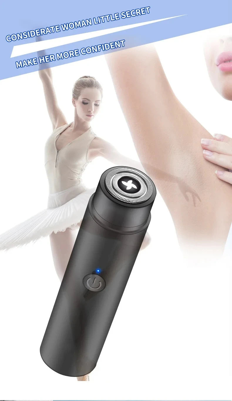 Mini Electric Shaver Portable Razors Leg Underarm Body Epilator Hair Beard Trimmer Travel Rotary Hair Remover