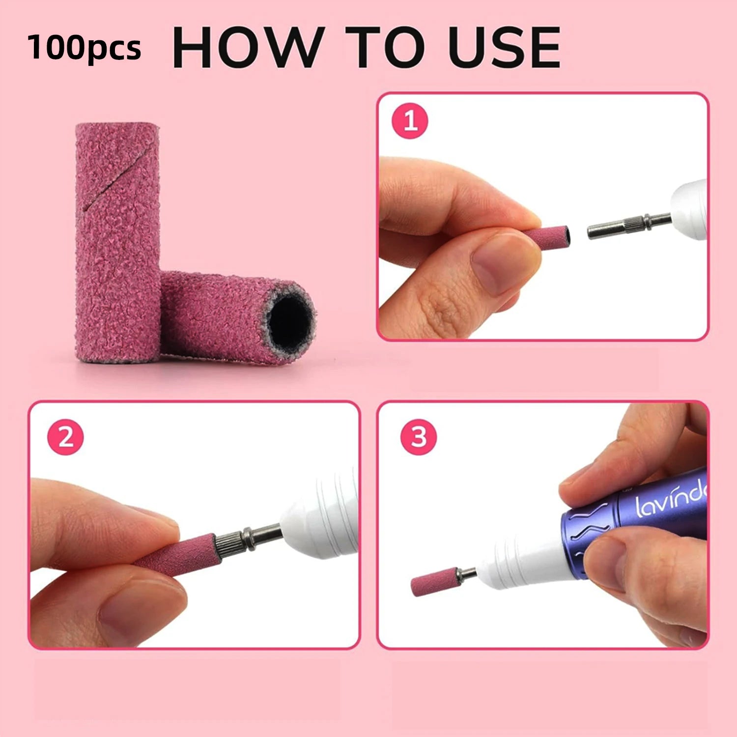 Nail Drill Bits Small  Sanding Bands 100 Pcs 180 Grit File with 3.1mm Mini Mandrel Nail Bit Set for Acrylic Nails Gel