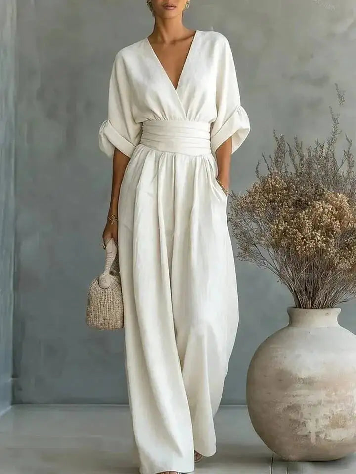 Women’s Elegant Slim Fit V-Neck Jumpsuit 2026
