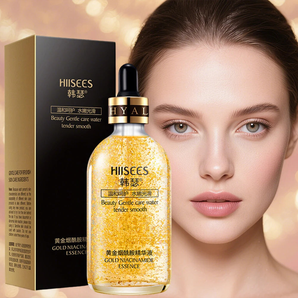 30ml Gold Niacinamide Essence, 24K Gold Face Serum for Hydrating & Brightening, Gentle Skin Care for Tender Smooth Radiant Skin