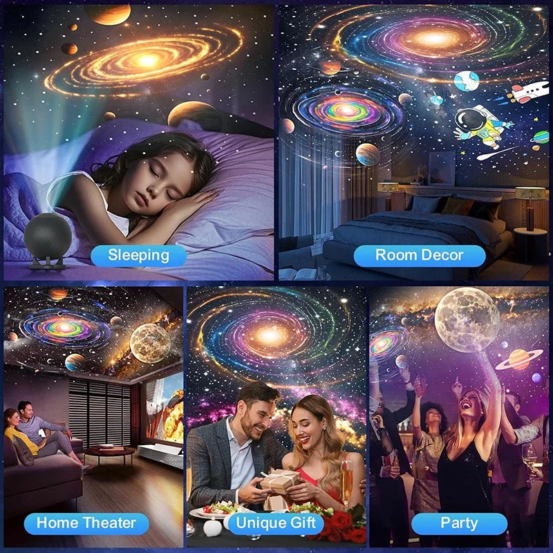 Galaxy Projector, Star Projectors with 12 Space Films For Bedroom Planetarium Night Light Ceiling Nebula Living Game Room Decor