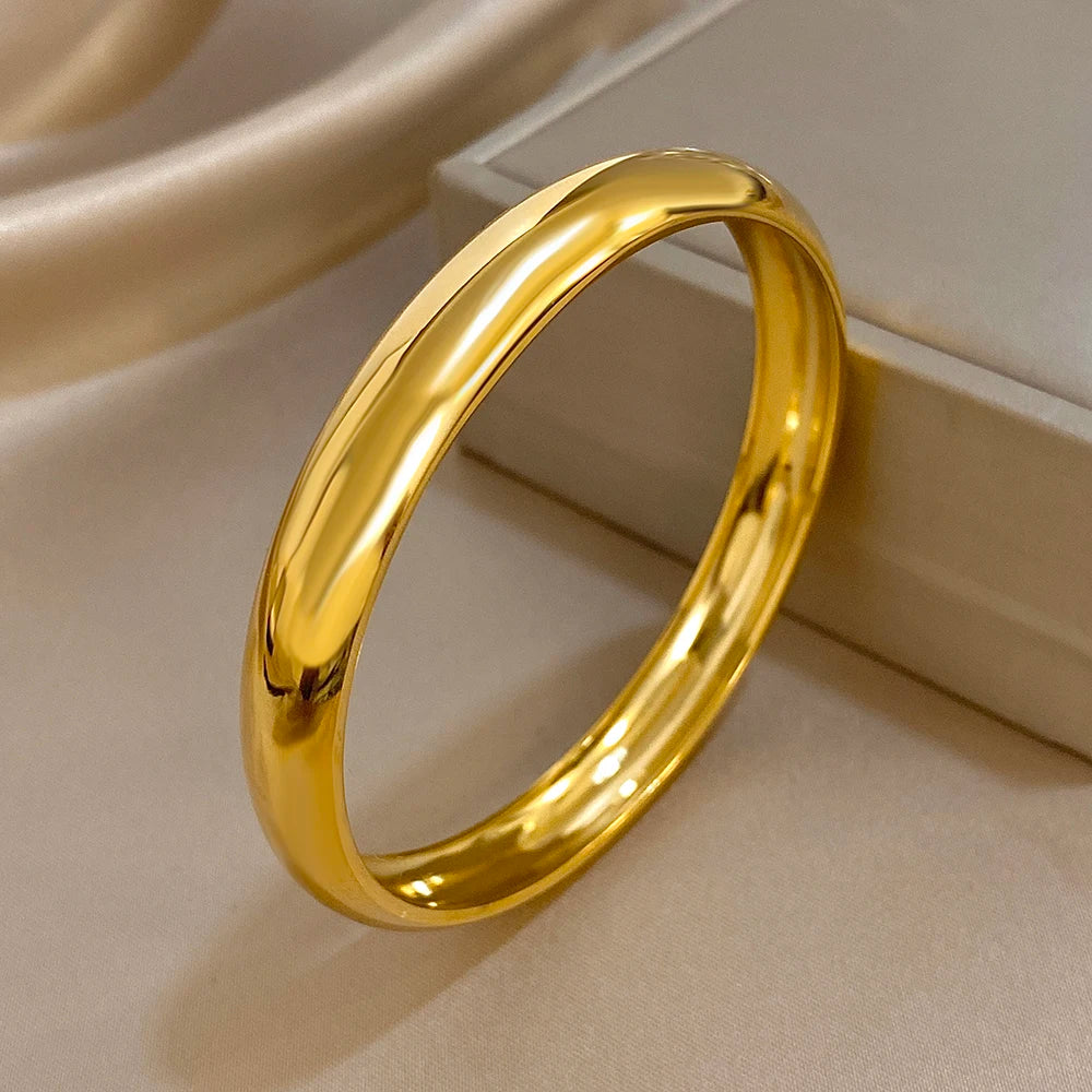 Glossy Gold Bangle Stainless Steel Jewelry